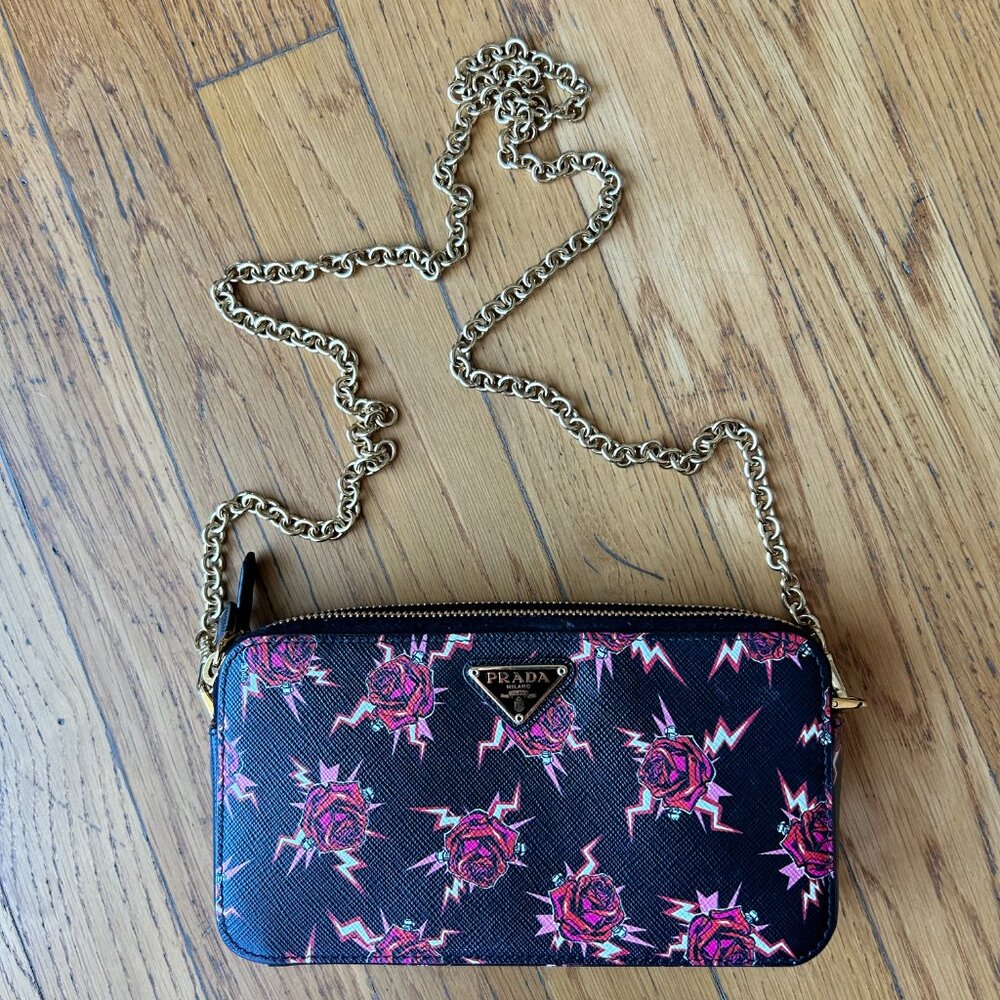 Authentic PRADA Black Frankenstein Wallet on Chain - RARE!